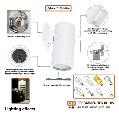 Outdoor Wall Lantern, Waterproof Exterior Lighting Fixture - color: Cylinder (White A)