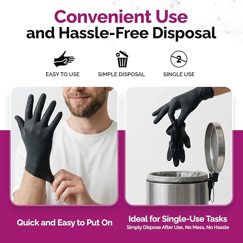 GripProtect Precise 5 Mil Black Nitrile Gloves, Chemical Resistant Gloves - size: S