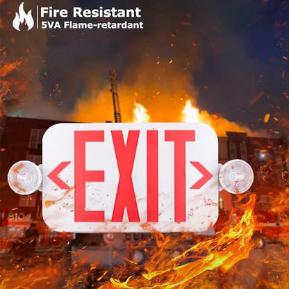 LIT-PaTH Exit Sign with Emergency Light, Battery Backup, 2 Pack - size: 2-Pack