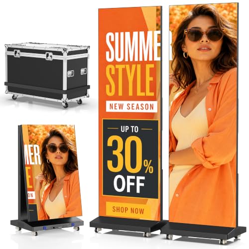 80 Inch LED Digital Signage Display with P1.86, LED Poster Screen Frameless Splicing, Advertising Display GOB LED Screen with Flight Case for Giant Commercial Events & Rentals (Black, 2 Unit) - color: Black, size: 2 Unit
