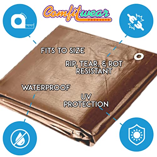 16 MIL Heavy Duty Tarp Super Heavy Duty Tarp Cover 16 MIL Multi-Purpose Extra Heavy Duty Tarps Car Tarp Boat Tarp Camping Tarp General Purpose Waterproof Tarp Cover (10' X 12', Brown) - size: 10' X 12'