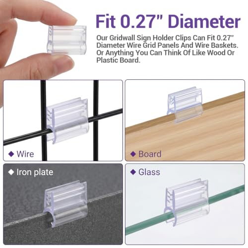 30Pcs Grid Wall Accessory Sign Holder Clip PVC Blue 0.98x0.75 in