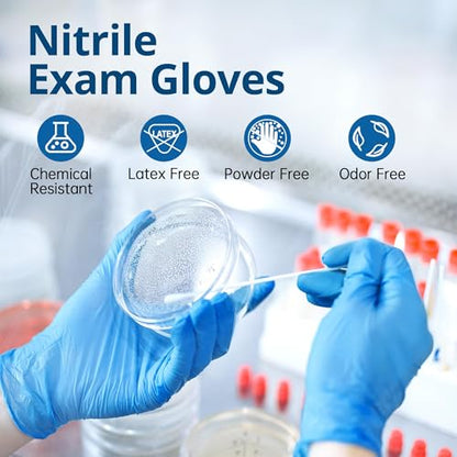 SwiftGrip Disposable Nitrile Exam Gloves, Blue, Latex Free, Medical Gloves for Cleaning, Food-Safe, Powder Free, Non-Sterile - size: Small