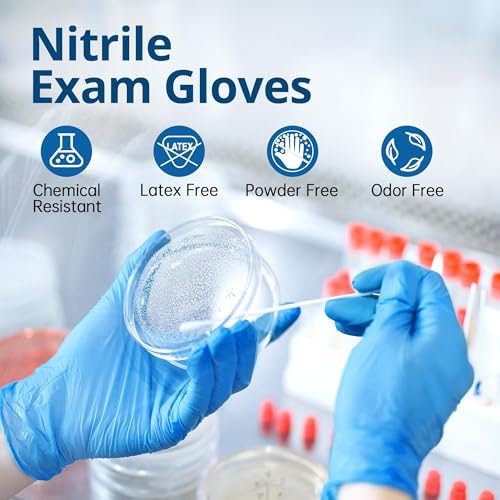 SwiftGrip Disposable Nitrile Exam Gloves, Blue, Latex Free, Medical Gloves for Cleaning, Food-Safe, Powder Free, Non-Sterile - size: X-Large