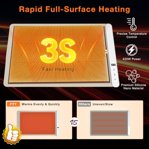 FYY Warming Mat for Food 24"x15", Rapid and Full Surface Heating Khaki - color: Khaki, size: X Large Size: 24"x15"