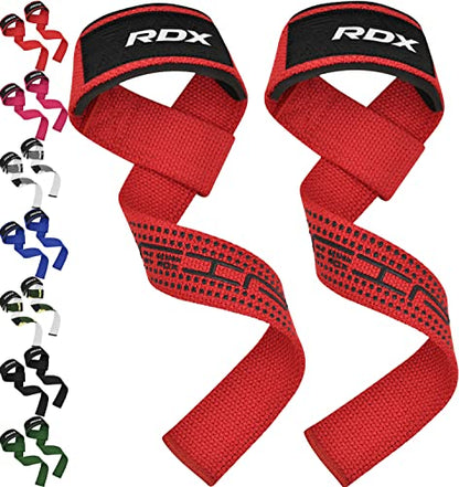 RDX Lifting Straps for Weightlifting –100% Cotton Heavy Duty Gym Wrist Strap with 5MM Neoprene Padding, 60CM Anti-Slip Hand Grip Wraps for Deadlifts Powerlifting Workouts Strength Training, Men Women - color: Dotted Red