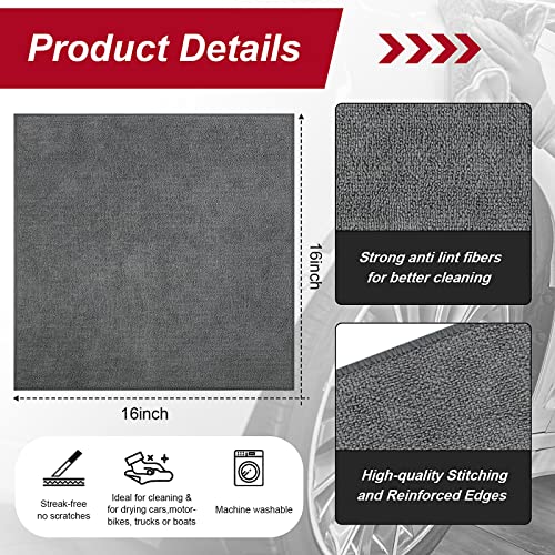 Oudain 200 Pcs Microfiber Cleaning Cloth 16x16 Inch Microfiber Towels for Car Ultra Absorbent Cleaning Rags Reusable Lint Free Streak Free Detailing Towel for Car Washing Drying Dusting (Gray) - color: Gray