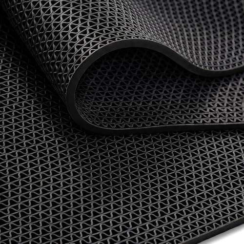 WochiTV Non Slip Drainage Mats PVC Pool Floor Mat 0.23'' Thick Outdoor Indoor Parking Space Mat for Bathroom Garage Basement Backyard Commercial Kitchen 3x16.6Ft Black - color: Black, size: 3 x 16.6 ft