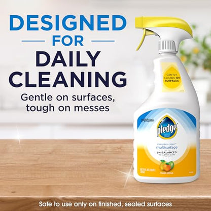 Pledge pH-Balanced Multisurface Cleaner Spray for Everyday Care, Fresh Citrus Scent, 25oz (Pack of 3) - size: 25 Ounce (Pack of 3)