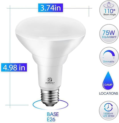 Energetic 20-Pack BR30 Indoor LED Flood Light Bulb, 11W=75W, 5000K Daylight - size: 20 Count (Pack of 1)