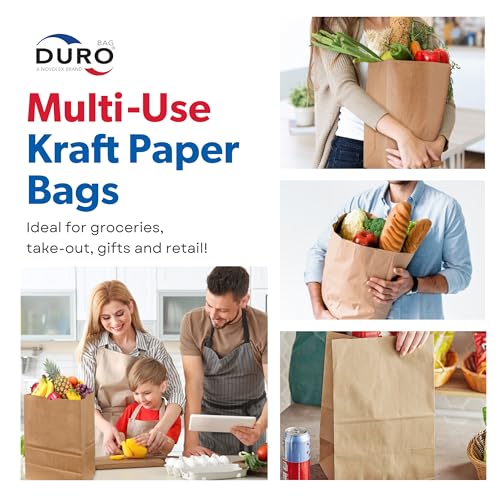 DURO 57# Heavy Duty Brown Grocery Bags, No Handles, 12x7x17 In, 50 Ct - size: 1 Count (Pack of 50)