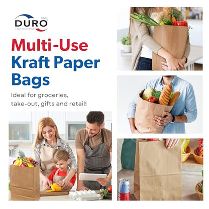 DURO 57# Heavy Duty Brown Grocery Bags, No Handles, 12x7x17 In, 50 Ct - size: 1 Count (Pack of 50)