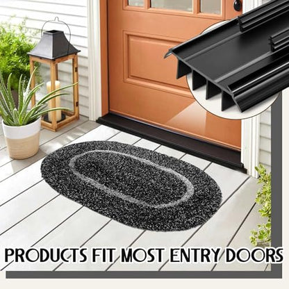 Pushglossy 2 Pcs Kerf Style Door Bottom Seal with Vinyl Fins, Black - color: Black, size: Kerf Style