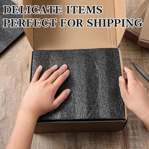 Lemecima 15 Pcs 12" x 8" x 0.5" Black Polyethylene Foam Packing Sheets for Craft, Shipping, Moving
