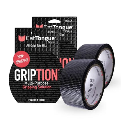 CatTongue Grips 2"x10' 2-Pk Grip Tape Roll, Non-Abrasive, Waterproof, Black - color: Black, size: 2" x 20'