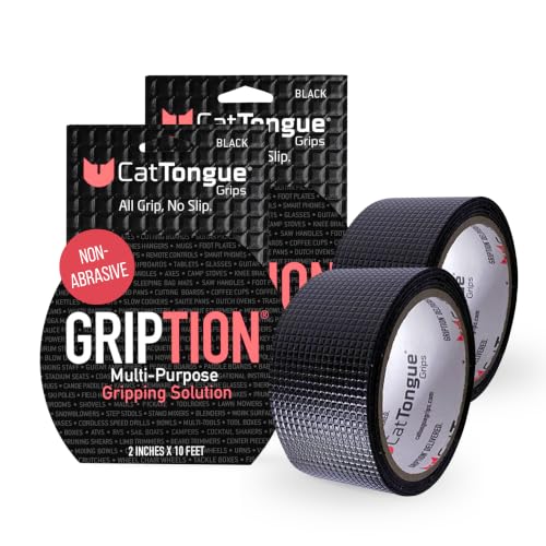 CatTongue Grips 2"x10' 2-Pk Grip Tape Roll, Non-Abrasive, Waterproof, Black - color: Black, size: 2" x 20'