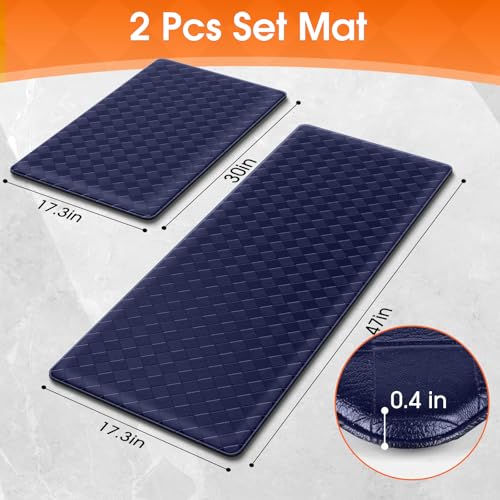TranquilRelax 2-Piece Kitchen Mats, Cushioned Non-Slip Floor Mats, Blue - color: Blue, size: 2-Piece | 30"+47" | Standard