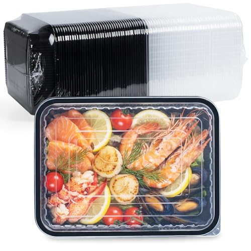 48oz Bento Boxes with Lid - Shrink-Wrapped Ready to Use 40 Pack - size: 9.4x7.1 inch48 oz