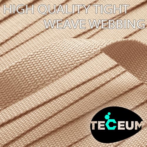 TECEUM Webbing Strap, 3/4" to 2", 10-50 Yds, Multi-Color Heavy Duty Tape - color: Champagne, size: 1"- 10 yards