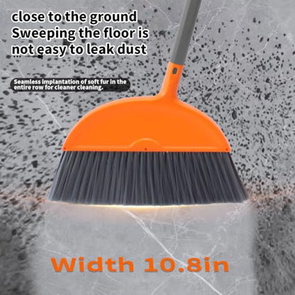Lightweight Broom and Dust Pan Set, Adjustable Detachable Broom with Standing Dustpan, Collapsible Broom Dustpan Combo for Home Kitchen Cleaning