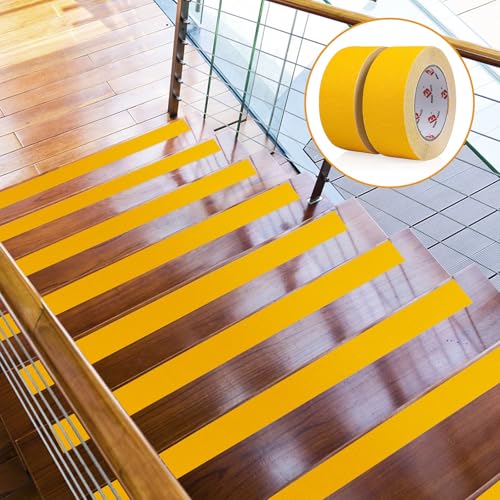 BOMEI PACK Anti Slip Traction Tape,2 Inch x 16.5 Ft,Heavy Duty Non Slip Tape,Grip Tape for Stairs, Tread Step, Indoor & Outdoor Use,Waterproof Stairs Non Skid Treads (Yellow) - color: Yellow
