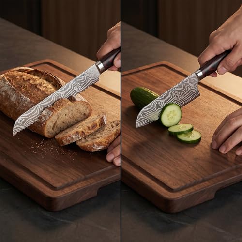 Japanese Knife Set, 5 Piece Kitchen Knives with Sheaths - size: 5PCS Silver