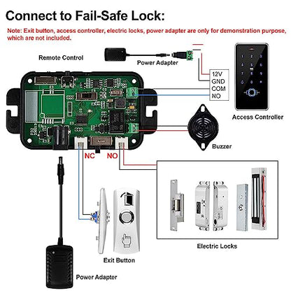 YiToo 12VDC Remote Control Switch 433MHz with DC Power Connector & Buzzer Specially for Access Control Door Lock (Without Lock) - style: Without Lock