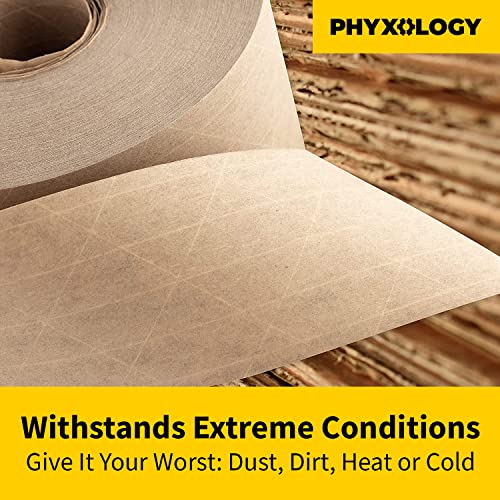 Ultra Durable Water-Activated Tape for Secure Packing 3Pk. 2.75 in, 450 Ft Brown Kraft Gum Tape Provides Heavy Duty Adhesive for Packaging and Shipping. Fiberglass Reinforced for Extra Strong Bond.