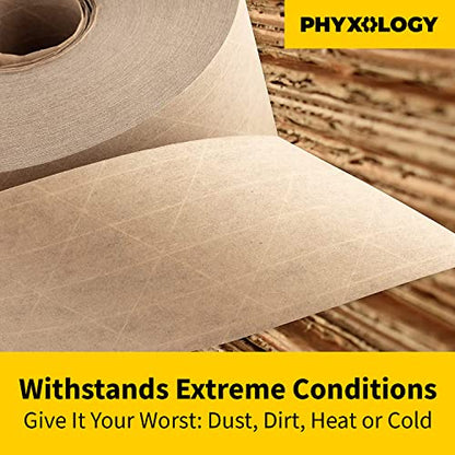 Ultra Durable Water-Activated Tape for Secure Packing 3Pk. 2.75 in, 450 Ft Brown Kraft Gum Tape Provides Heavy Duty Adhesive for Packaging and Shipping. Fiberglass Reinforced for Extra Strong Bond.
