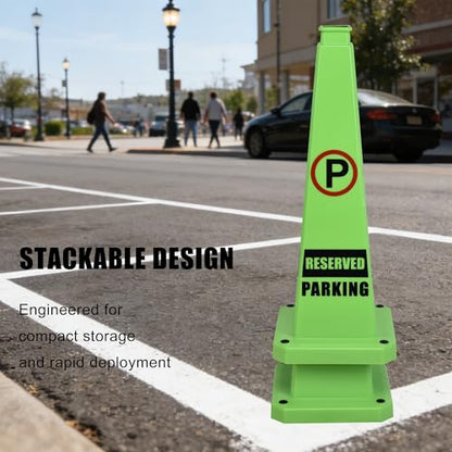 36" Green Reserved Parking Cones 6-Pack with Heavy Base - color: Green, size: 36"