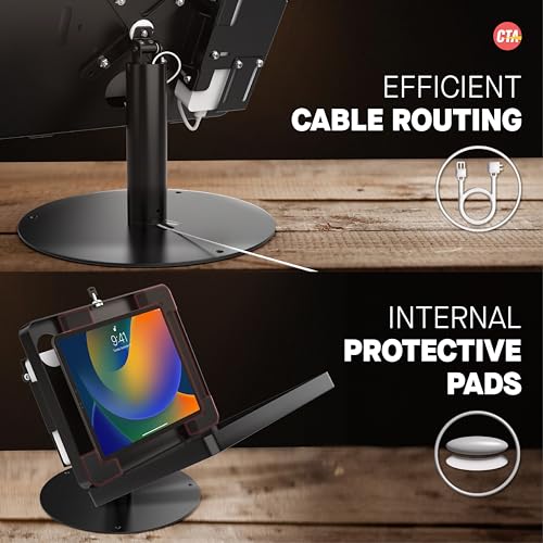 Premium Retail POS Stand – CTA Upscale Tablet Kiosk Stand with 360 Rotation & Locking – for iPad 11 (A16) - Pro 11-inch M4 - Air 11-inch M3- iPad 10th Gen - Galaxy Tab & More Tablets