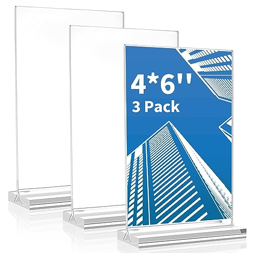Svalor Acrylic Sign Holder 4x6 Inch,3 Pack Sign Holders Vertical