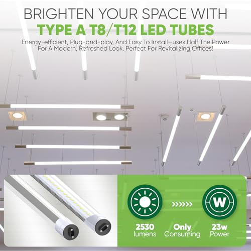 NYLL 30 in. R17D T12/HO Type A Plug & Play LED Tube (Single-Sided), Daylight (6000K) Direct Replacement for 40W F30T12/D/HO (Without Rewiring or Modification) Ballast Required! - color: Daylight (6000k), size: Single-Sided