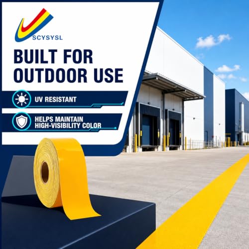 Heavy Duty Indoor&Outdoor Floor&Pavement Marking Tape – Industrial Safety Tape, Peel and Stick, Long Lasting Adhesive, Warehouse & Facility Line Marking(Yellow, 2 Inch x 108 Feet) - size: 2 Inch X 108 Feet