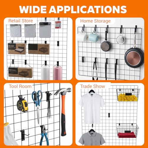 4/6/8 Inch Gridwall Hooks, 60 Pack Heavy Duty Black Grid Wall Hook Display Hooks for Gridwall Panels, 20 Lbs Load Grid Wall Accessory for Retail Store Display Home Storage Garage