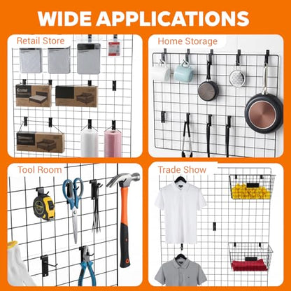 4/6/8 Inch Gridwall Hooks, 60 Pack Heavy Duty Black Grid Wall Hook Display Hooks for Gridwall Panels, 20 Lbs Load Grid Wall Accessory for Retail Store Display Home Storage Garage