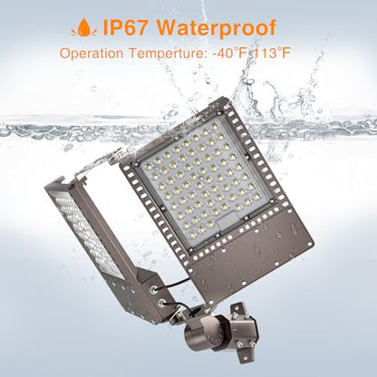 2025 New Upgraded 300W Dusk to Dawn LED Parking Lot Light 45000lm 5000K, ETL, IP67 Waterproof Adjustable 3-Head Street Lights Outdoor, Pole & Wall-Mounted Security Flood Lights for Yard - size: 2-Head 300W
