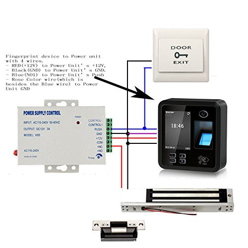 Biometric Fingerprint & RFID Access Control System Track Both Entry and Exit 600lbs Magnetic Lock 110V Power Unit RFID Keychains/Cards Push to Exit Button & Doorbell - size: Fingerprint Track In & Out