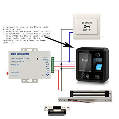 Biometric Fingerprint & RFID Access Control System Track Both Entry and Exit 600lbs Magnetic Lock 110V Power Unit RFID Keychains/Cards Push to Exit Button & Doorbell - size: Fingerprint Track In & Out