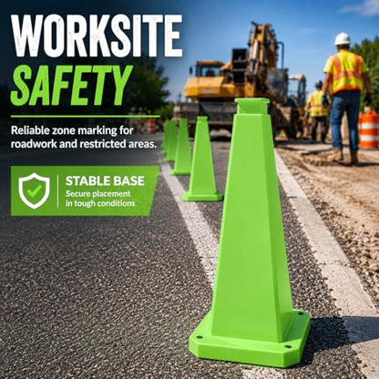 BESEA 3 Pack 36 Inch Green Traffic Cones with Weighted Base - color: Green, size: 36INCH