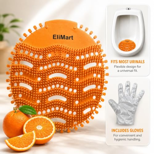 Urinal Screen Deodorizer - Multicolor Urinal Cakes with 3D Wave Anti-Splash Design, Lemon, Marine & Orange Scents (12 Pcs) - size: 1 Count (Pack of 12)
