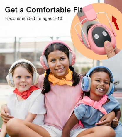 Ear protection for kids, 30dB SNR, 5.5 oz, Lightweight Adjustable - color: Pink