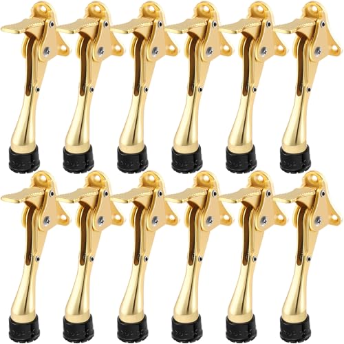 Chumia Heavy Duty Kick Down Door Stopper Metal Doorstop, Gold, 12 Pcs - color: Gold