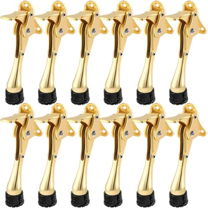 Chumia Heavy Duty Kick Down Door Stopper Metal Doorstop, Gold, 12 Pcs - color: Gold