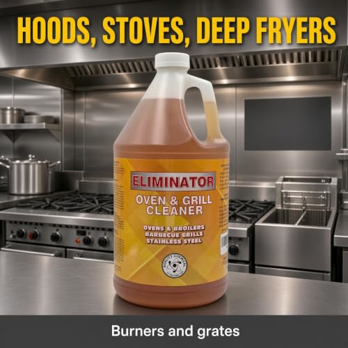 Quality Chemical Eliminator Oven & Grill Cleaner | Loosens Grease Fat Build-Up | Ovens Broilers BBQ Grills Hoods Stoves Fryers Stainless Steel | Ready to Use Soak 5-10 Min Rinse 128 oz (Combo)