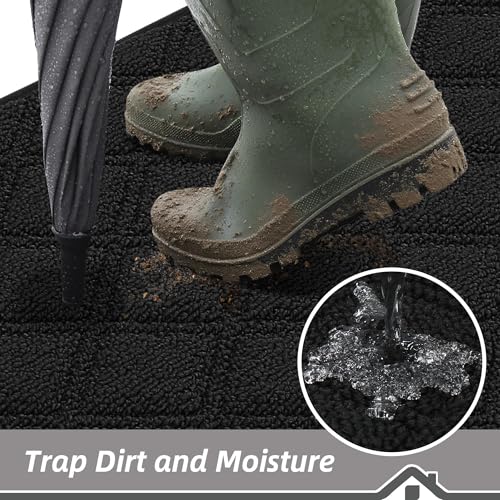 BEQHAUSE Dirt Trapper Door Mat 36" x 60" Non-Slip Washable, Black - color: Black, size: 36" X 60" (Rectangular)