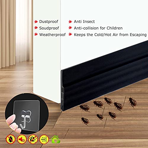 Self Adhesive Door Sweep Draft Stopper - Camel Home Weather Stripping Rubber Under Door Bottom for Interior Doors Seal Strip Insulation for Weatherproof, Soundproof, 2" W X 39" L (2Pack Black) - color: Black2