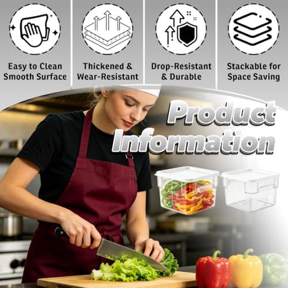2 Pack 6QT Commercial Clear Food Storage Containers with Lid, NSF - color: White, size: 6Qt-2 Pack