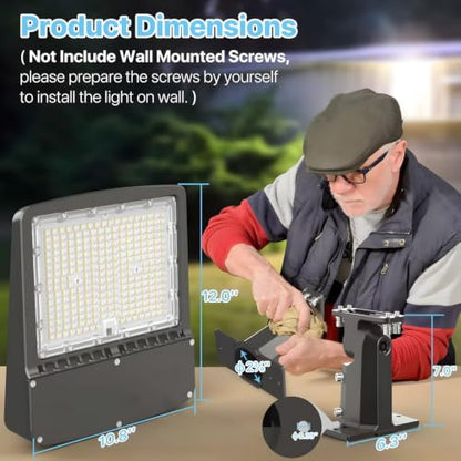 HYPERLITE Parking Lot Light 200W: 30000LM 5000K LED Parking Lot Lights Outdoor with Photocell, Arm & Slip Fitter 2 in 1 Mount LED Pole Light for Parking Lot, Garage, Barn, Roadways, Driveways