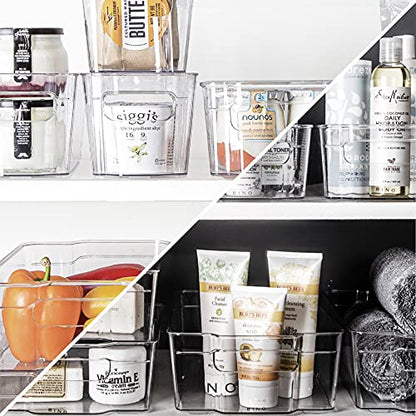 BINO | Stackable Storage Bins, Small - 4 Pack | The Stacker Collection | Clear Plastic Storage Bins | Organization and Storage Containers for Pantry & Fridge | Multi-Use Organizer Bins | BPA-Free - size: 4PK - Small